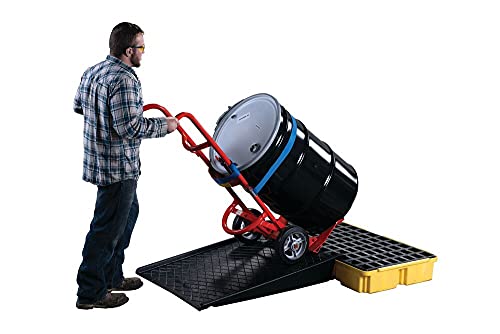 Eagle 2 Drum Spill Platform with Drain and Forklift Pockets, 26.25"x51"x6.5", 30 Gallon Sump, 5,000 lbs. Load Capacity Containment Tray, Made in USA, Yellow, 1632D