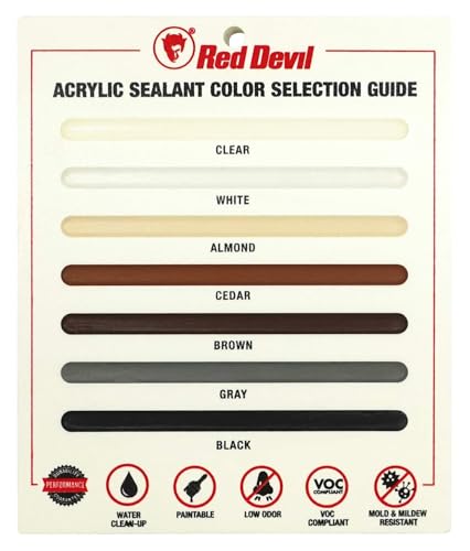 Red Devil 084650 Window & Door Silicone Acrylic Caulk & Sealant, Gray, 100% Waterproof, Paintable, 10.1 oz, Pack of 1, Made in USA