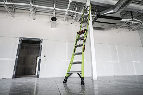Little Giant Ladders, King Kombo 2.0 XT, Industrial, M6, 6 Ft. A Frame, 10 Ft. Extension, Fiberglass, Type 1AA, 375 lbs Weight Rating, (13936-071), Hi-viz Green