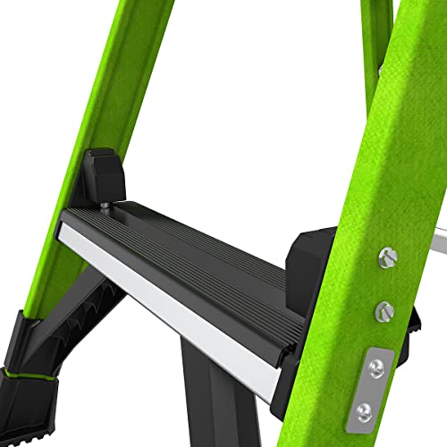 Little Giant Ladders, MightyLite 2.0, 4' Stepladder with Ground Cue, Fiberglass, Type IAA, 375 lbs Weight Rating, (15404-001), Green