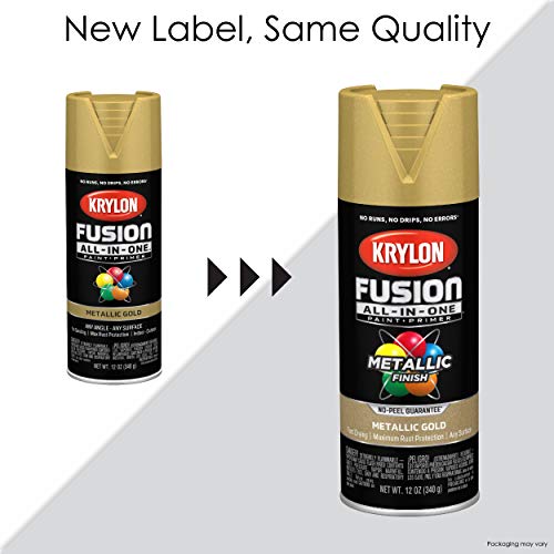 Krylon Fusion All-In-One Adhesive Spray Paint for Indoor/Outdoor Use, 12 oz, Dark Metal