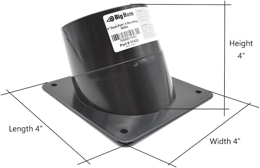 Big Horn 11428 4-Inch Dust Port with 4 Mounting Holes