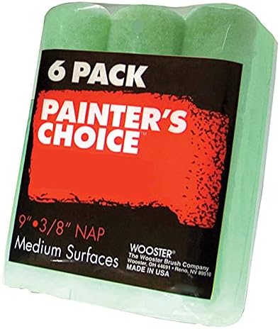 Wooster Brush, 6 Count (Pack of 1), R959 R959-9 Painter's Choice Roller Cover 3/8 Inch Nap, 6-Pack, 9 Inch, 128