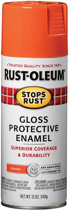 Rust-Oleum 214084 Stops Rust Spray Paint, 12 oz, Gloss Orange (Pack of 6)