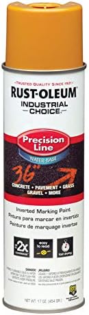Rust-Oleum 203033 Industrial Choice Inverted Water-Based Marking Spray Paint, 17 Oz, Caution Yellow (Pack of 12)