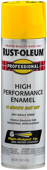 Rust-Oleum 7543838 Professional High Performance Enamel Spray Paint, 15 Oz, Gloss Safety Yellow (Pack of 6)