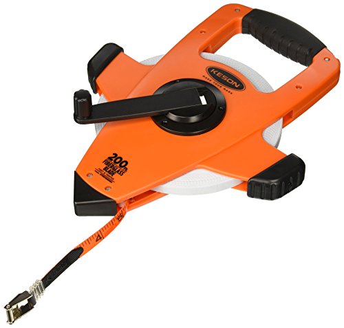 Keson OTRS10200H Fiberglass Measuring Tape with Hook, Speed Rewind (Graduations: 1/10, 1/100), 200-Foot