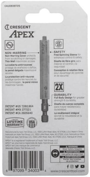 Crescent CAUGB3BT25 T25 x 3-1/2" Torx u-GUARD Covered Impact Power Bit (Pack of 25)
