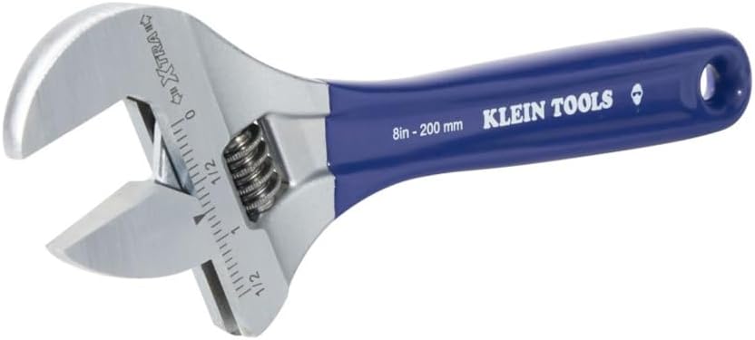Klein Tools D509-8 Adjustable Wrench, Extra-Wide Jaw, 8-Inch