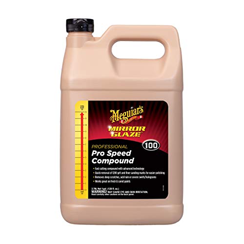 Meguiar's M10001 Mirror Glaze Pro Speed Compound, A Glaze Designed for The Exterior of Your Car, Removes Deep Scratches, Holograms, and Severe Swirls Using Advanced Technology, 1 Gallon Container