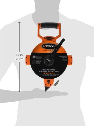Keson OTR10M165 Open Reel Fiberglass Tape Measure Reel with Double Hook (Graduations: 1/10, 1/100 & m, cm, 2mm), 50M/165-Foot