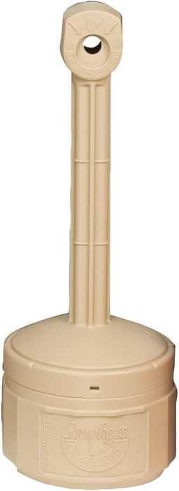 Justrite (26806B) Personal Smoker’s Cease-Fire Outdoor Ashtray, Polyethylene Standing Ashtray with Steel Bucket, 1 Gallon, Adobe Beige