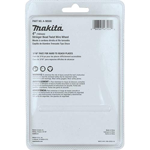 Makita A-98500 4" Stringer Bead Twist Wire Wheel, M10 x 1.25