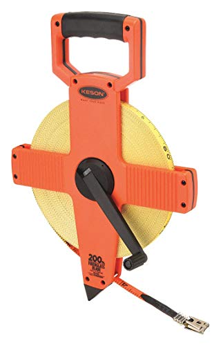 Keson OTR10M200 Open Reel Fiberglass Tape Measure Reel with Double Hook (Graduations: 1/10, 1/100 & m, cm, 2mm), 60M/200-Foot