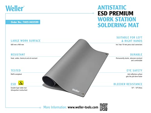 Weller ESD Mat, Grey 900 x 600 - T0051403599