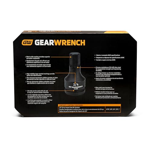 GEARWRENCH Impact Hex Bit Socket Set - 3/4in Drive | 5 Piece | SAE | 84899-06