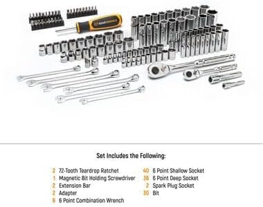 GEARWRENCH 1/4 Inch, 3/8 Inch SAE/MM Mechanics Hand Tool Set, 121 Piece