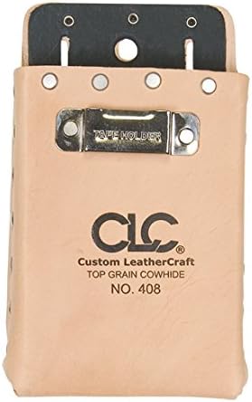 Custom Leathercraft408 Box-Shaped All-Purpose Pouch Tan, 4-1/2-In x 7-1/2-In w/tape clip