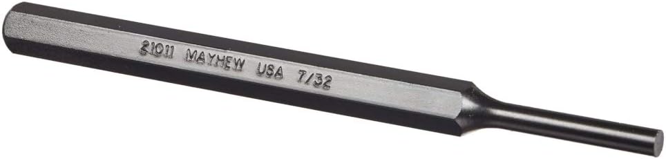 Mayhew Tools 21011 SAE Pin Punch, 7/32 x 1.25" Pin, 5-1/2" OAL x 3/8" Body, Black Oxide Finish