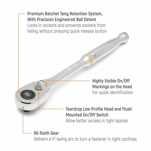 GEARWRENCH 3/8" Drive 90-Tooth Quick Release Teardrop Ratchet | 81218T