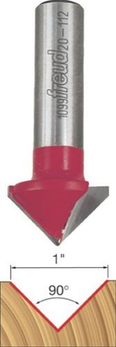 Freud (20-112) 90-Degree V-Grooving Router Bit with 1/2" Shank, 2-1/2" Overall Length, 1" Diameter