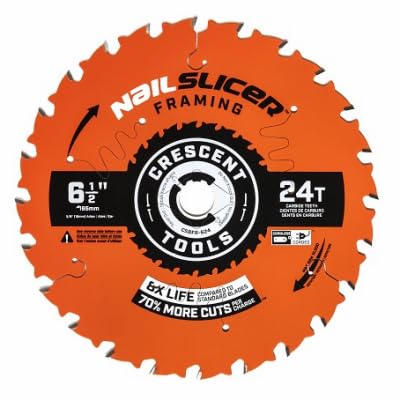 Crescent Nail Slicer Circular Saw Framing Blade 6 1/2in x 24T (10PK)