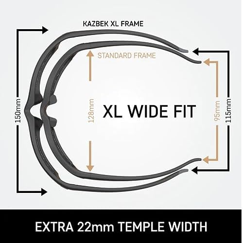 EDGE SK-XL111VS Kazbek XL Wrap-Around Safety Glasses, Anti-Scratch, Non-Slip, UV 400, Military Grade, ANSI/ISEA & MCEPS Compliant, XL Wide Fit, Black Frame/Clear Lens