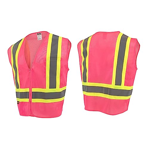 Radians SV22-1 Economy Type O Class 1 Safety Vest Size 2X-Large, Pink Mesh with Contrasting Tape - 1 Each