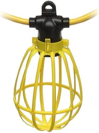Southwire 7145SW Temporary String Light; 14/2 SJTW; 15-Amp Standard; Plastic Guard; Without Plug & Connector; 100-Foot; Yellow