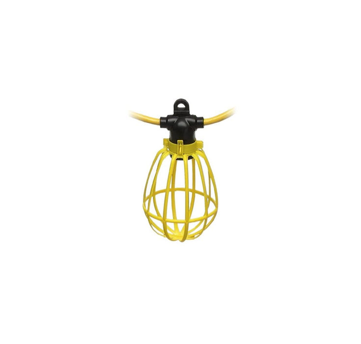 Southwire 7145SW Temporary String Light; 14/2 SJTW; 15-Amp Standard; Plastic Guard; Without Plug & Connector; 100-Foot; Yellow