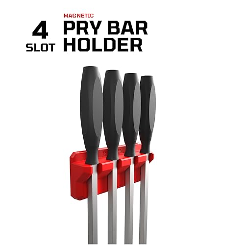 EZRED Magnetic 4 Slot Pry Bar Holder with Mounting Holes Non-Marring TPEE Low Profile Design Organization