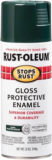 Rust-Oleum 7733830 Stops Rust Spray Paint, 12 oz, Gloss Dark Hunter Green (Pack of 6)