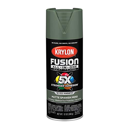 Krylon Fusion All-In-One Adhesive Spray Paint for Indoor/Outdoor Use, 12 oz, Spanish Moss