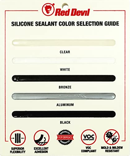 Red Devil 0826 100% Silicone Sealant Architectural Grade, Silicone Architectural Grade RTV Sealant, A Water-Resistant Adhesive for Interior and Exterior Use, 9.8 oz. Tube, Clear, 12 Pack