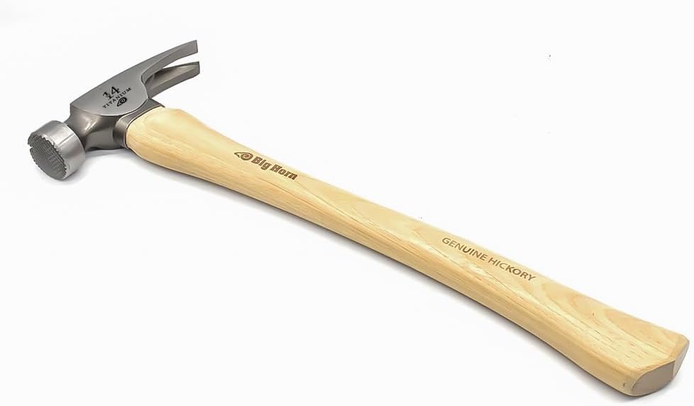Big Horn 15151 14 Oz. Tiger Titanium Hammer with Curved Hickory Handle