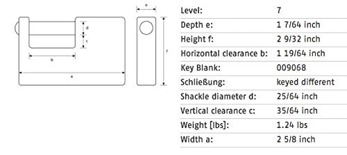 ABUS 92/65 KA Monoblock Brass Padlock Keyed Alike, Code 8511