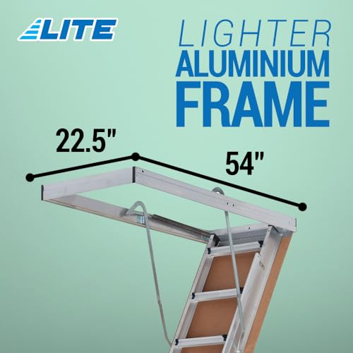 LITE 10-Foot Aluminium Attic Ladder 54" W x 22.5" H, 375-Pound Load Capacity, Type IAA, AP2240MS