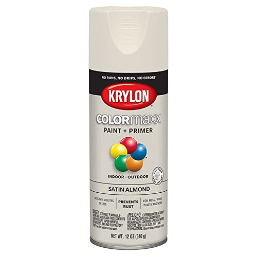 12 oz Krylon K05554007 Almond COLORmaxx Paint & Primer Spray Paint, Satin
