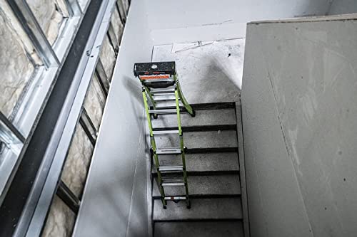 Little Giant Ladders, King Kombo 2.0 XT, Industrial, M6, 6 Ft. A Frame, 10 Ft. Extension, Fiberglass, Type 1AA, 375 lbs Weight Rating, (13936-071), Hi-viz Green