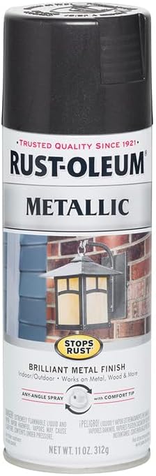 Rust-Oleum 7250830-6PK Stops Rust Metallic Spray Paint, 11 oz, Black Night (Pack of 6)