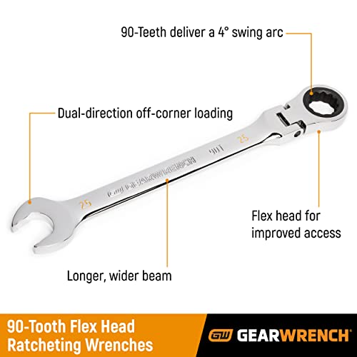 GEARWRENCH 3/4" 4 Degree Swing Arch 12 Point Flex Head Ratcheting Combination Wrench - 86749