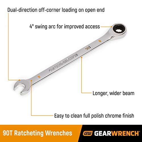 GEARWRENCH 6mm 4 Degree Swing Arch 12 Point Ratcheting Combination Wrench - 86906