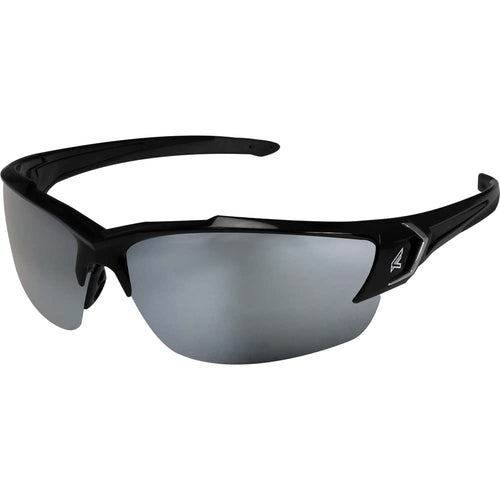 Edge SDK117-G2 Khor G2 Wrap-Around Safety Glasses, Anti-Scratch, Non-Slip, UV 400, Military Grade, ANSI/ISEA & MCEPS Compliant, 5.04" Wide, Black Frame / Silver Mirror Lens
