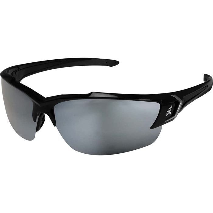 Edge SDK117-G2 Khor G2 Wrap-Around Safety Glasses, Anti-Scratch, Non-Slip, UV 400, Military Grade, ANSI/ISEA & MCEPS Compliant, 5.04" Wide, Black Frame / Silver Mirror Lens