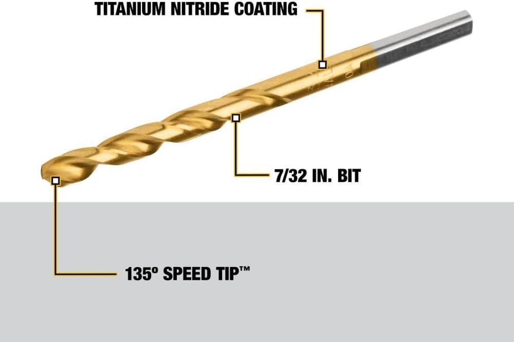 DEWALT DW1314 7/32-Inch Titanium Nitride Speed Tip Point Drill Bit