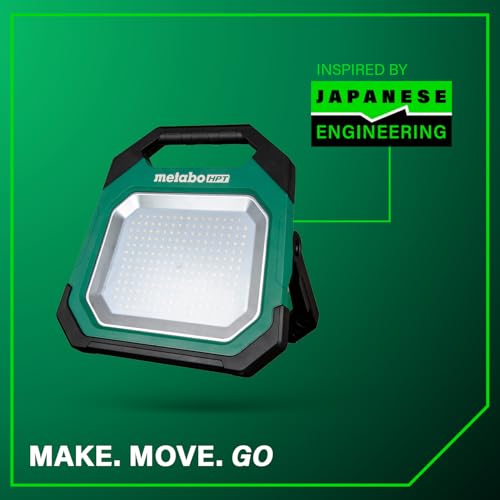 Metabo HPT 18V MultiVolt Cordless 10,000 Lumen LED Work Light, 15 Settings Adjustable Brightness, Portable Work Light with USB Charging Port, Water & Dust Resistant, Tool Body Only, UB18DDQ4