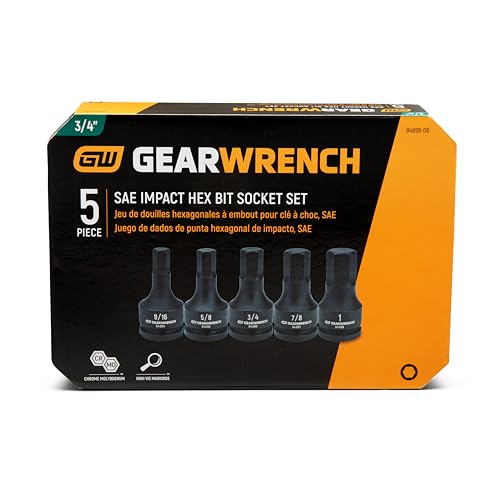 GEARWRENCH Impact Hex Bit Socket Set - 3/4in Drive | 5 Piece | SAE | 84899-06