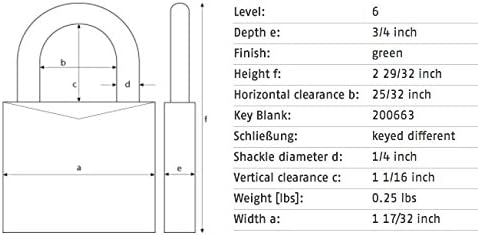 ABUS 72/40 KD Aluminum Safety Padlock Keyed Different Padlock with 1" Shackle, Green