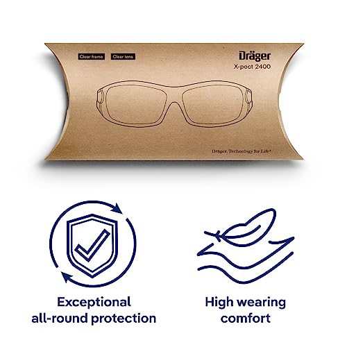 Dräger Safety Glasses X-pect 2400 | Anti-Fog & Anti-Scratch | For Construction Site, Laboratory, Workshop | Transparent Lenses