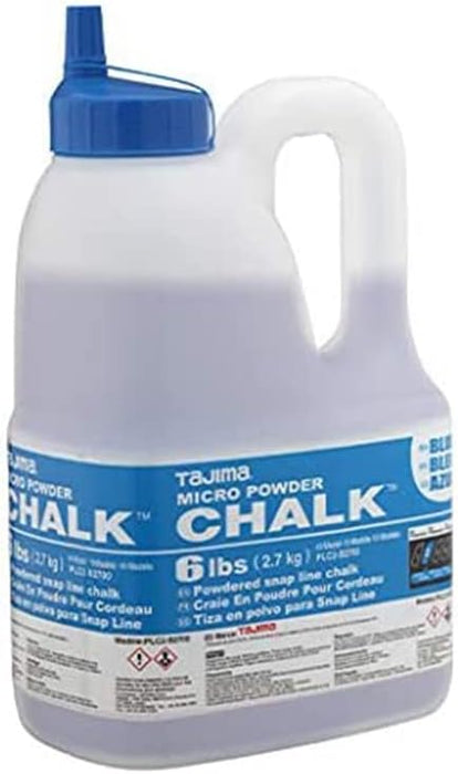 Tajima Micro Chalk - Blue 6 lbs (2.7kg) Ultra-Fine Snap-Line Chalk with Durable Bottle & Easy-Fill Nozzle - PLC2-B2700 6 lbs (2.7kg) Blue